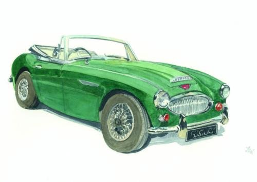 Austin Healey in British racing green