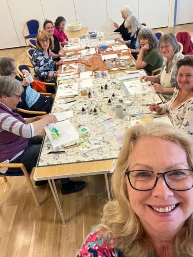 Brusho workshop at Avonway for Fordingbridge Art Club